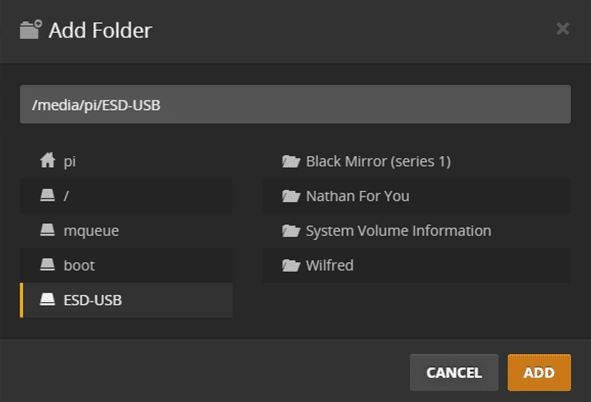 Add new folder in Plex media server